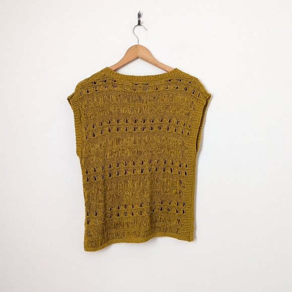 Zara Mustard Yellow Open Knit Crochet Sleeveless Lightweight Vest Tank Top - Picture 5 of 6